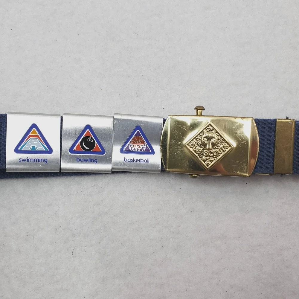 Boy Scouts Of America Belt Boys One Size Blue Web Brass Buckle Cub Scout